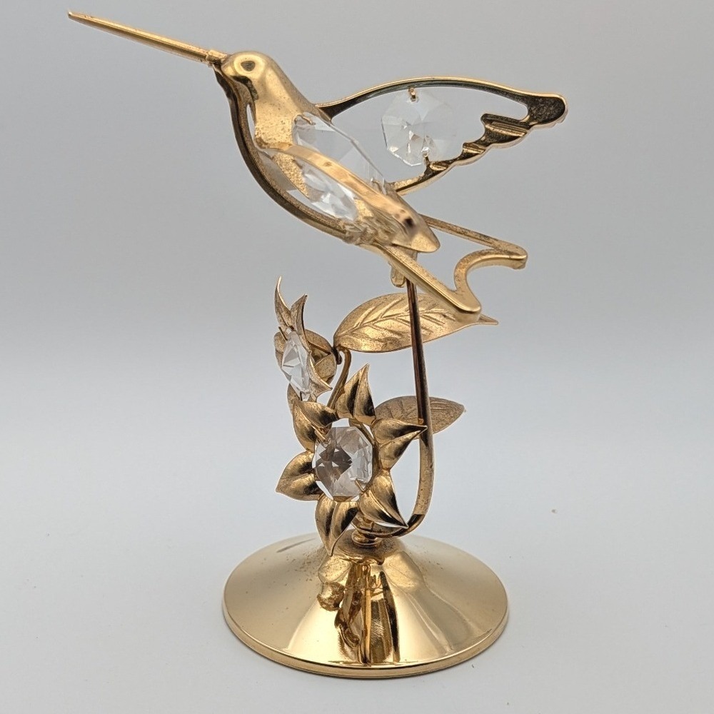 Mascot Crystal Delight 24k Gold Plated Hummingbird Figurine 1991 VTG 5" Trinket